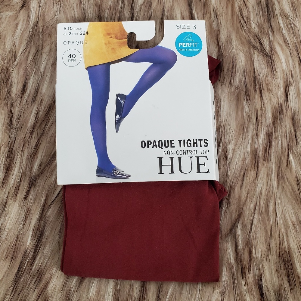 3/$12 HUE Sangria Opaque Tights